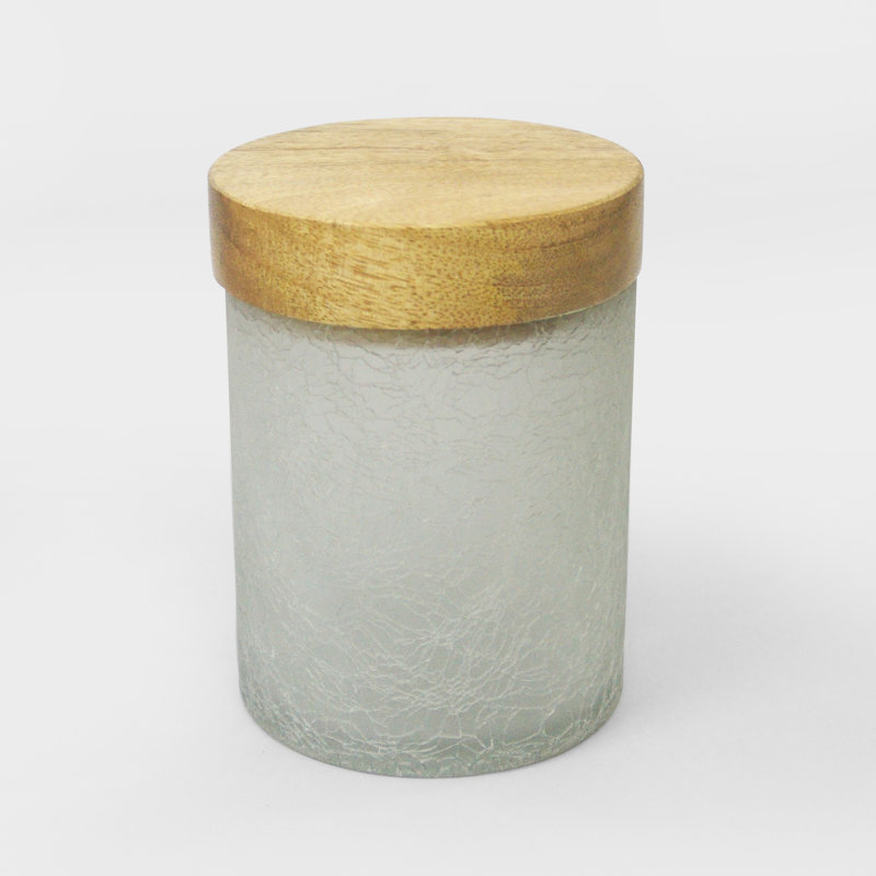 Highland Dunes Frosted Smoke Crackle Glass Canister Set Of 2 Bathroom